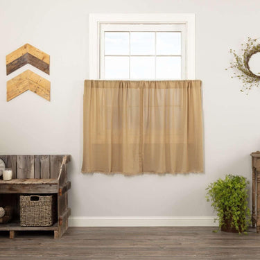 Tobacco Cloth Khaki Tier Fringed Set of 2 L36xW36 - The Fox Decor